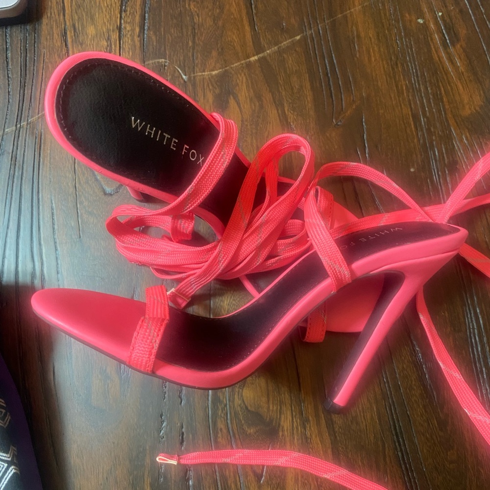 White Fox Boutique Hot Pink Strappy Heels